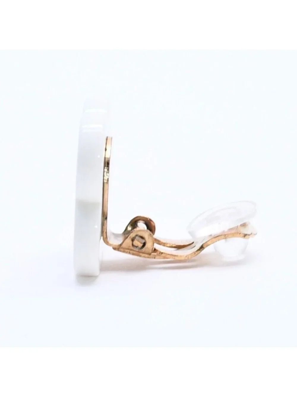Chanel CC Logo Earrings 02 Flower Motif Camellia White Black Resin